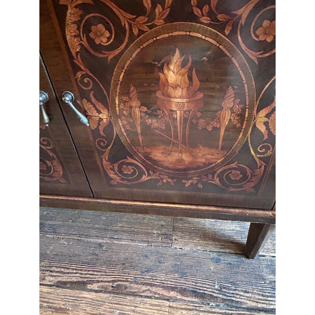 1980s Marquetry Style Neoclassical Cabinet Console For Sale - Image 5 of 12