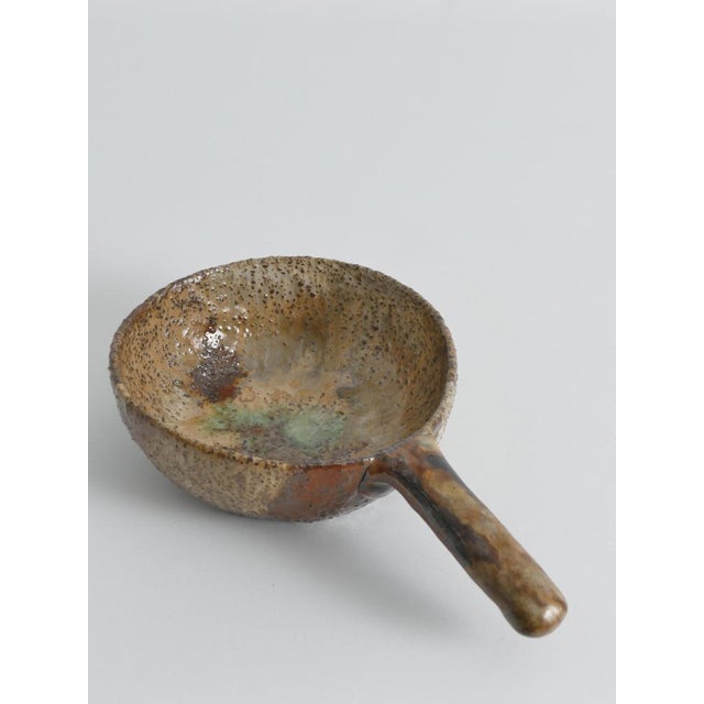 Handmade Studio Ceramic Textured Stoneware Bowl with Sculptural Handle, 1970s For Sale - Image 12 of 15