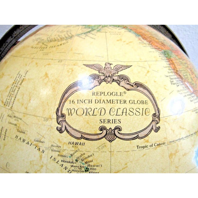 Traditional Replogle World Globe World Classic Series With Iron & Wood Stand For Sale - Image 3 of 12