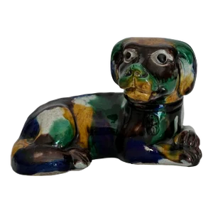 Mid 18th Century Asian Three Colored Porcelain Dog