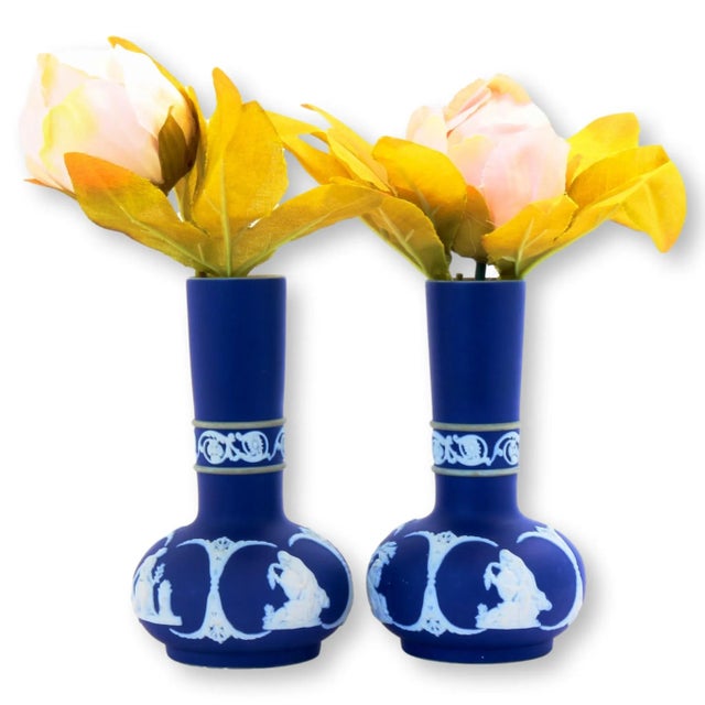 Mid 20th Century Antique English Jasperware Bud Vases, a Pair For Sale - Image 5 of 7
