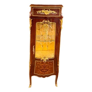 Vintage Petite Vitrine Hidden Compartment Marble Top For Sale