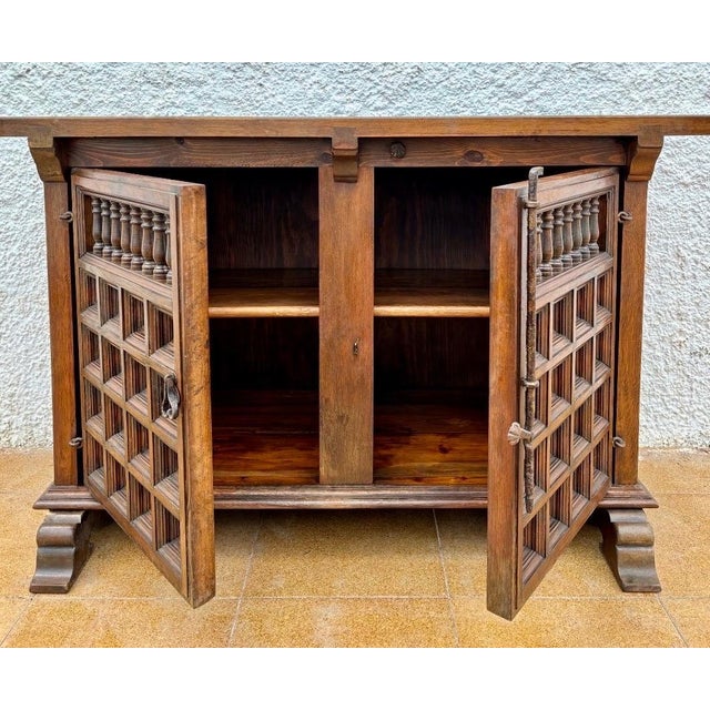 Wood Spanish Renaissance Revival Carved Credenza, 20th Century For Sale - Image 7 of 9