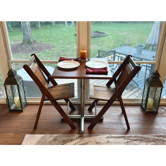 Brown Vintage Diner Table Base With Solid Teak Top For Sale - Image 8 of 11