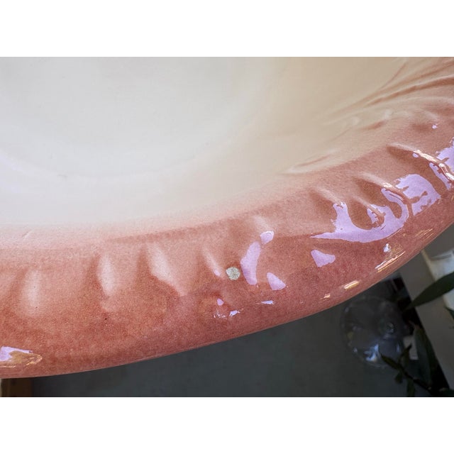 Vintage Peach Glazed Ceramic Wash Basin & Pitcher Set With Floral Motif – Victorian Revival For Sale - Image 12 of 12