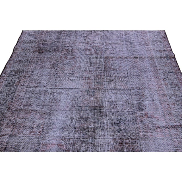 Shabby Chic Vintage Distressed Handmade All Over Brown Wool Rug For Sale - Image 3 of 9