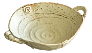 Vintage Handmade Wabi-Sabi Style Ceramic Double-Eared Bowl