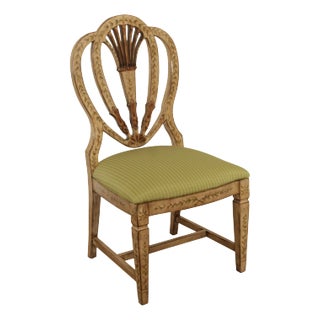 Lane Hepplewhite Style Paint Decorated Shied Back Side Chair For Sale