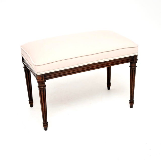 1930s Vintage French Upholstered Stool, 1930 For Sale - Image 5 of 7