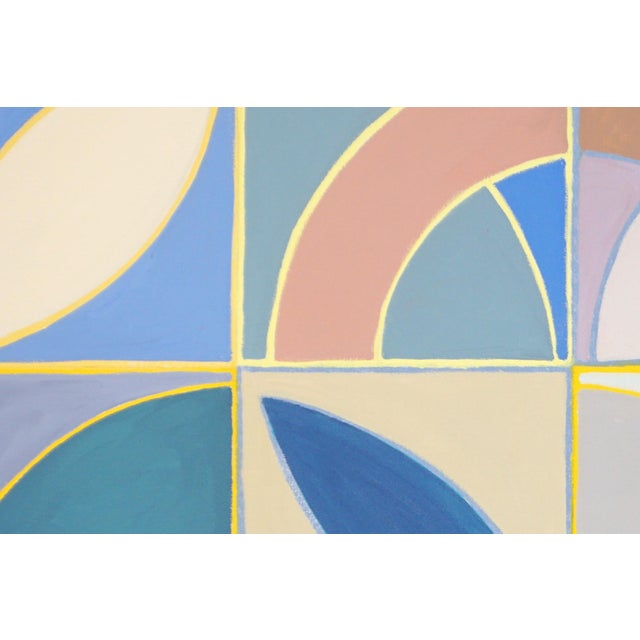 Baby Blue 2026, Geometric Minimalism Painting on Canvas, Art Deco Skyline, Pastel Tones Acrylic by Natalia Roman For Sale - Image 8 of 8