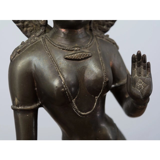 Bronze Temple Statue on a Lotus Pedestal, India For Sale - Image 6 of 10