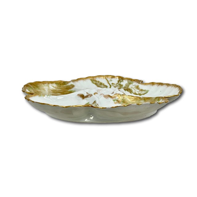 Beautiful & Fine Quality 22k Gold & Ferns Decorated Antique French Limoges Porcelain Oyster Plates Set of 7 For Sale - Image 18 of 18