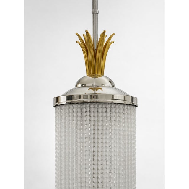 Art Deco 1920s Monumental Art Deco–Style Crystal Chandeliers by Delisle (Paris) - a Pair} For Sale - Image 3 of 6