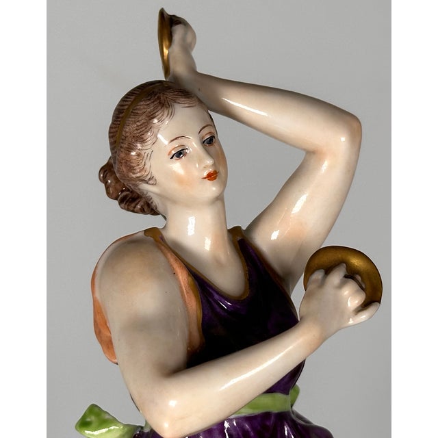Dresden Volkstedt Porcelain Figurine Woman Dancer Musician For Sale - Image 6 of 18