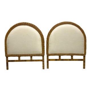 Pair of Wicker & Rattan Twin Headboards For Sale