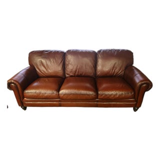 Natuzzi Maturità Model 1855 Italian Cognac Leather Sofa – Made in Italy For Sale