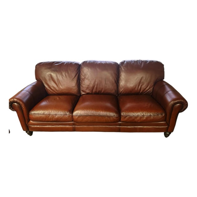 Natuzzi Maturità Model 1855 Italian Cognac Leather Sofa – Made in Italy For Sale