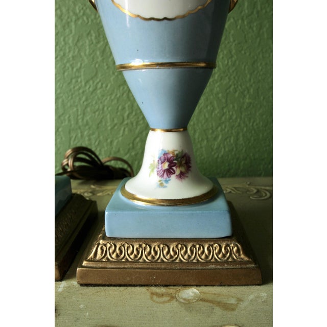 Pair of Vintage Porcelain European Neoclassical Urn Table Lamps For Sale In Denver - Image 6 of 16