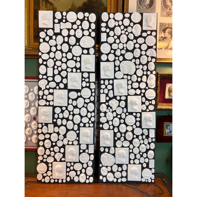 Large Pair of Grand Tour Revival Classical Intaglio and Cameo Casts & Wood Panels For Sale - Image 13 of 15