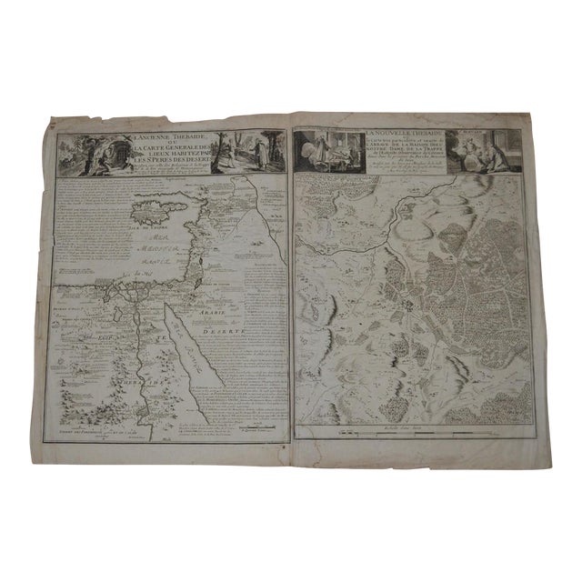 Pair of Rare French Engraved Maps – Ancient & New Thebaid, Nicolas De Fer, 1700 For Sale