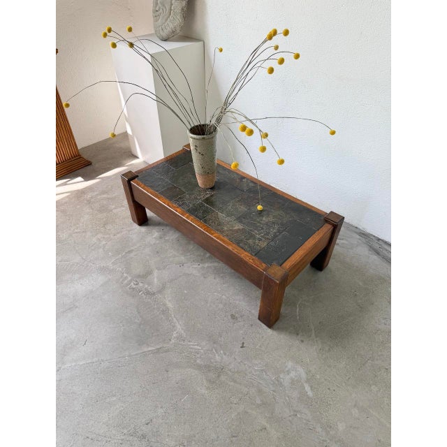 Oak and Slate Coffee Table, 1950s For Sale - Image 9 of 18