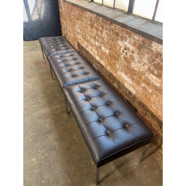 Mid-Century Modern Florence Knoll Bench for Knoll, New Leather Upholstery For Sale - Image 3 of 10