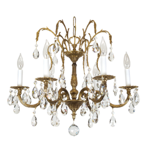 Antique 6 Arm Absolutely Fabulous Brass Cut Lead Glass Crystal Chandelier