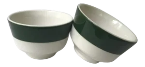 Homer Laughlin Green Band Bowls - A Pair