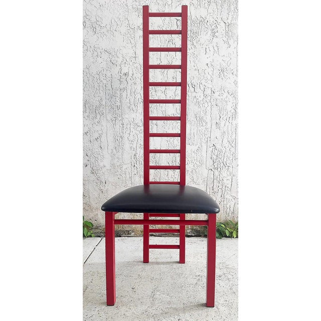 Vintage Memphis Milano Cassini Style Tall Ladder Back Chairs, Pair For Sale In Miami - Image 6 of 7
