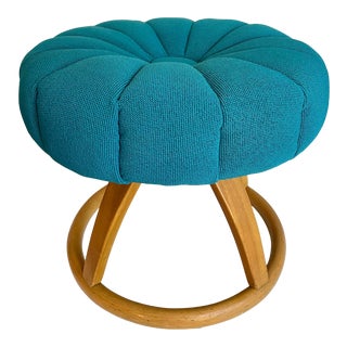 Heywood-Wakefield Mid-Century Modern Flower Swivel Ottoman Footstool For Sale