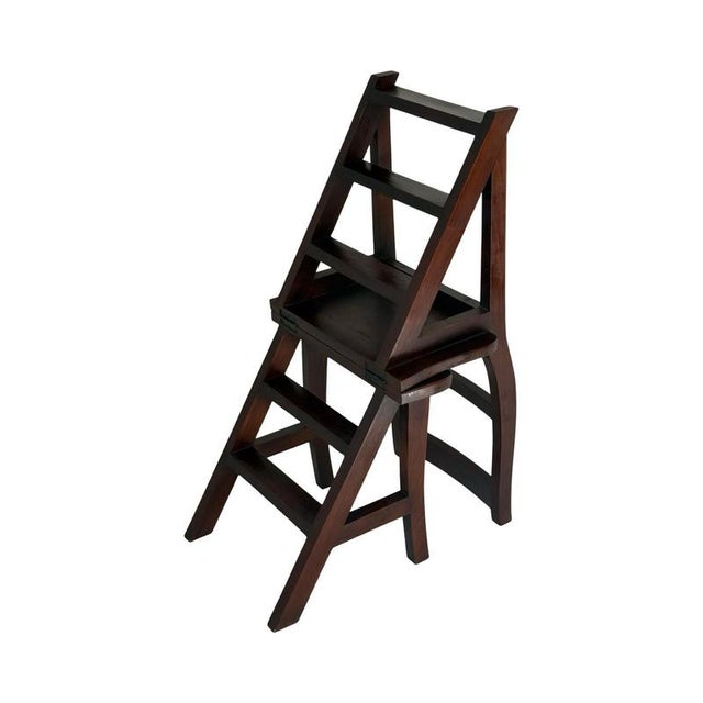 Antique Library Stairs in French Hardwood For Sale - Image 5 of 8