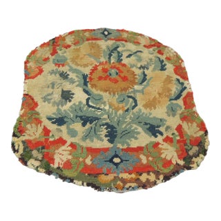 Antique Red and Green Needlepoint Tapestry Chair Seat Cover For Sale
