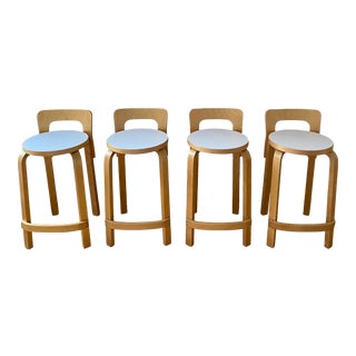 Original Alvar Aalto Mid-Century Modern High Stools From Artek - Set of 4 For Sale