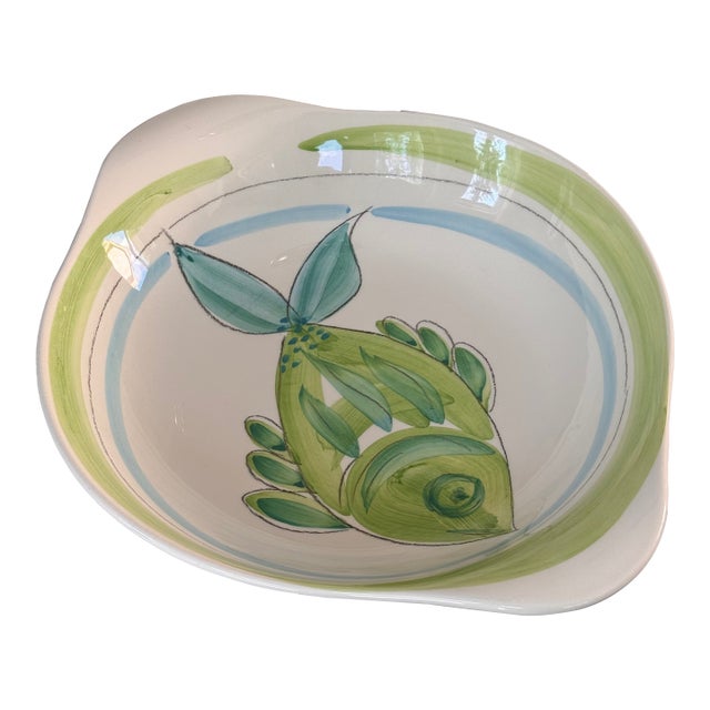 Made in Portugal Fish Motif Pasta Bowl For Sale