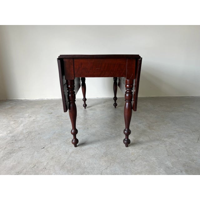 Brown Antique 19th Century Walnut Drop Leaf Table W/ Turned Legs For Sale - Image 8 of 13