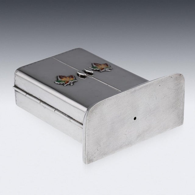 Vintage Canadian Silver and Enamel Playing Cards Box, 1920 For Sale - Image 13 of 18