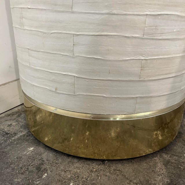 1980s Karl Springer Leather Wrapped Marble Top Two Sided Credenza For Sale - Image 5 of 13