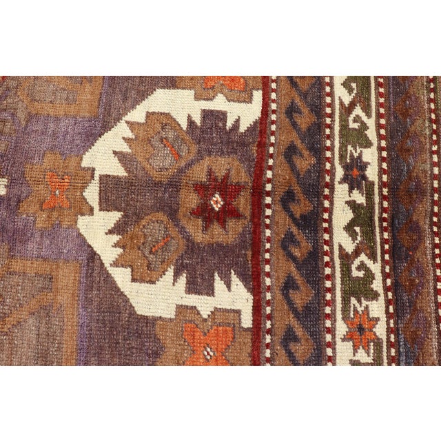 Turkish Vintage Oushak Rug With Medallions in Red, Taupe, Olive and Gray For Sale - Image 9 of 12