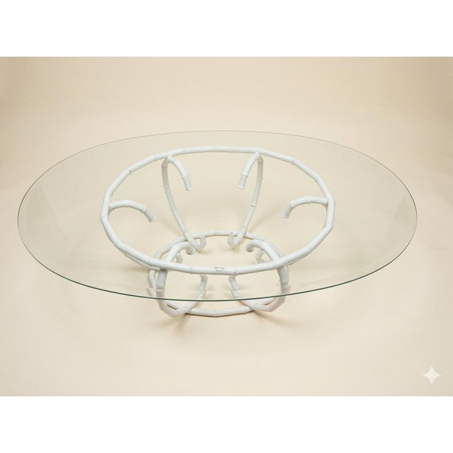 Chinoiserie Vintage Mid Century Faux Bamboo Metal Coffee Cocktail Table For Sale - Image 3 of 8