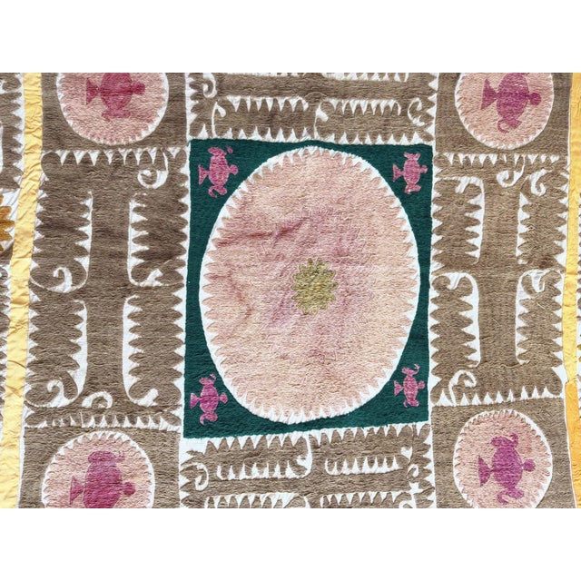 Decorative Vintage Suzani from Asian, circa late 1960s. Dimension; 48'' x 53'' inches / 121 x 134 cm / 4' x 4'5''...