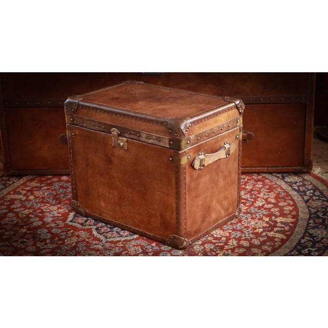 Vintage Officers Campaign White Star Trunk in Leather, 2010s For Sale - Image 4 of 18