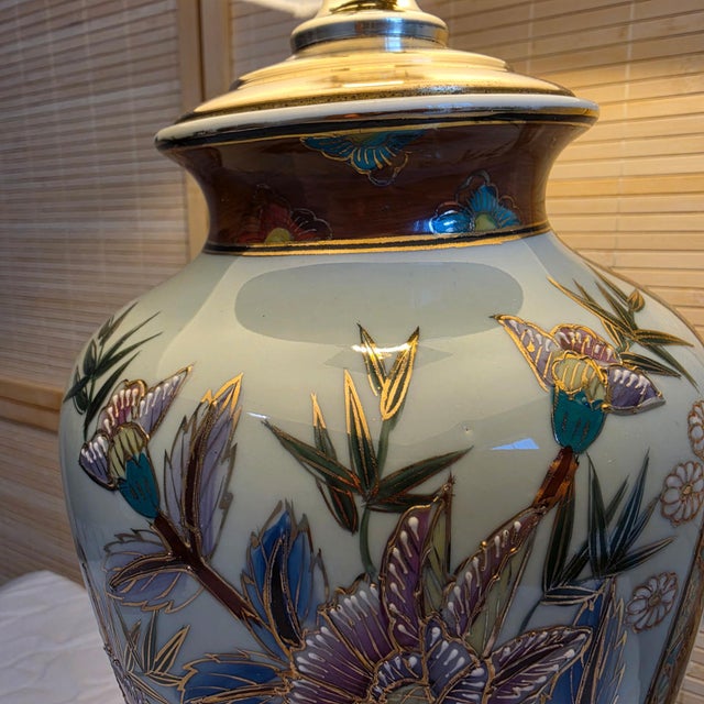 Vintage Famille Rose Porcelain Ginger Jar Table Lamp With Brass Finial For Sale - Image 17 of 17