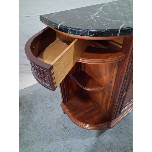 Wood Antique French Louis XVI Revival Mahogany Marble Top Dining Room Suite For Sale - Image 7 of 18
