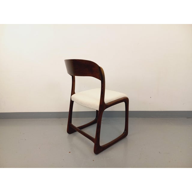 Tan Vintage Sleigh Chair in Wood and Bouclé Fabric from Baumann, 1960s For Sale - Image 8 of 13