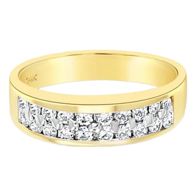Two Row Diamond Wedding Band .52cttw 14K Yellow Gold, Size 5 For Sale