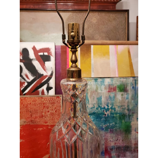 Baccarat Pair 1980s Baccarat Style Large Crystal Lamps For Sale - Image 4 of 4