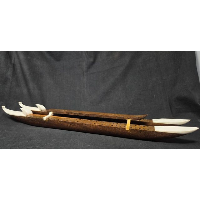 Mid 20th Century Vintage Cribbage Board Game - Style of John Roberts 20-3/4" Long With 10 Pegs For Sale - Image 5 of 17
