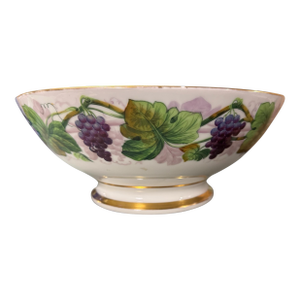 Antique Old Paris Porcelain Gilt Decorated Hand Painted Grape & Leaf Punch Bowl