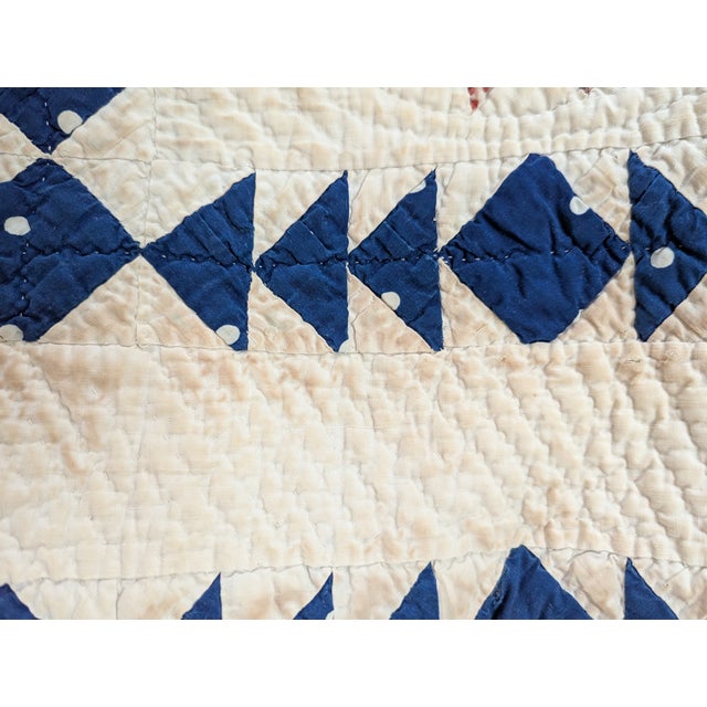 Antique Late 1800s Quilt of Mariner's Compass Pattern -Exceptionally Large Size for the Time For Sale - Image 10 of 18