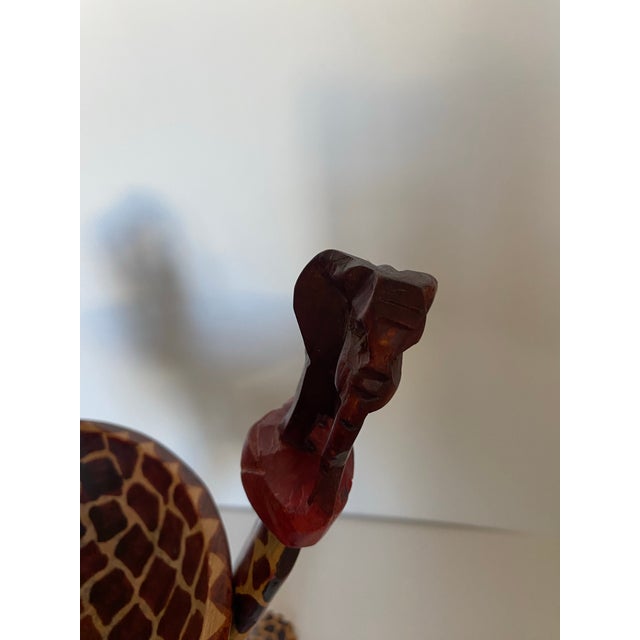 Vintage African Tribal Unity Sculpture Bowl Holder Handcarved Wooden Stand For Sale In Baltimore - Image 6 of 12